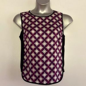 Trina Turk Silk Sleeveless Panel Blouse Tunic